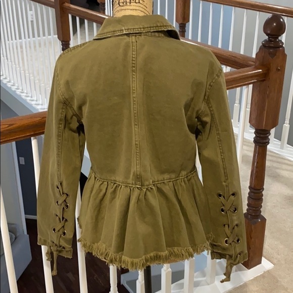 Free People Green Jean peplum jacket - Picture 5 of 7